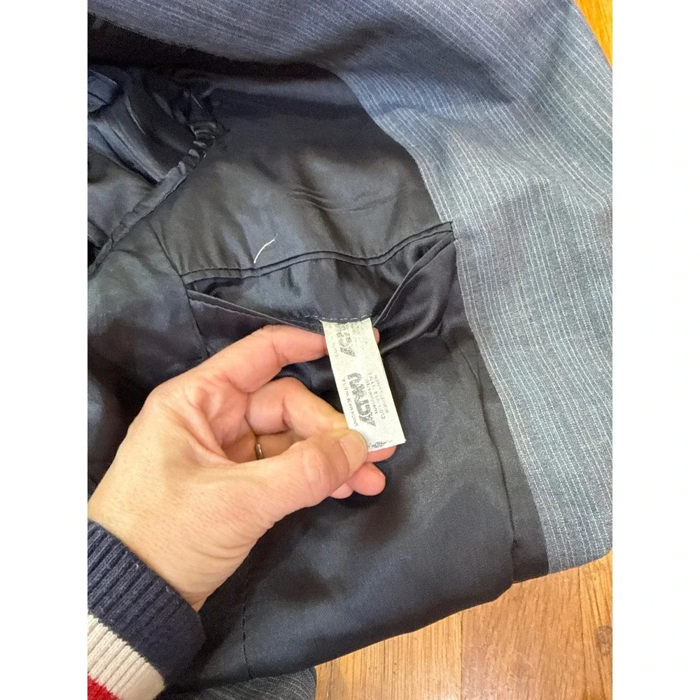Vintage Allyn St George 2 Piece Suit 46R Italy Gray Blue 90s